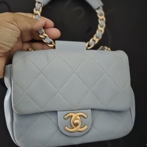 Chic Blue Quilted Handbag
